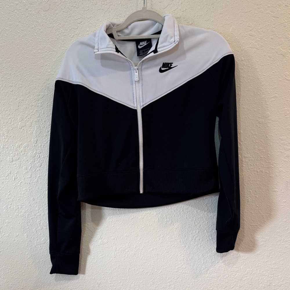 Nike Black and White Cropped Track Jacket